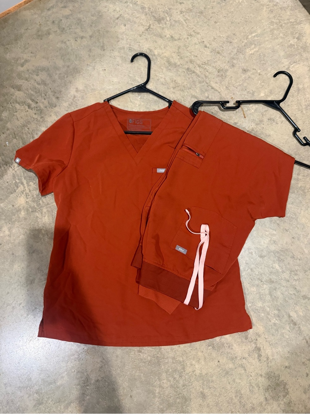 FIGS Women's Burnt Orange Scrub Top & Pants Set